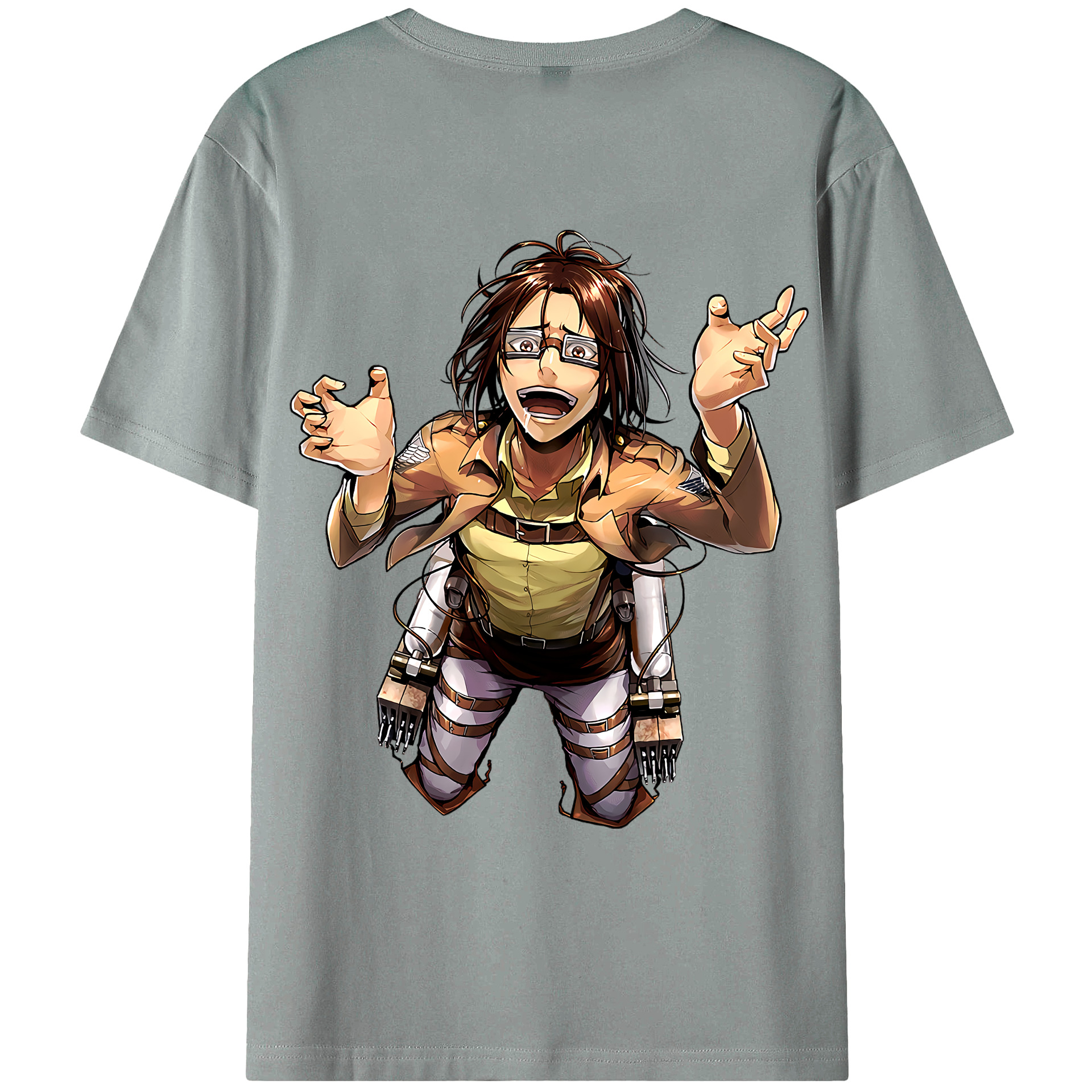 （画像用） 進撃の巨人 ハンジ·ゾエ Attack on Titan Hanji Zoe 綿100％ メンズ半袖Tシャツ（バックプリント） 通気性